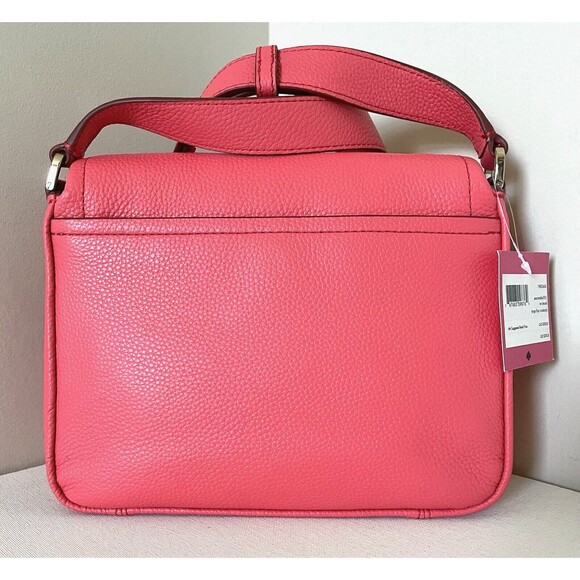 New Kate Spade Run Around Large Flap Crossbody Pebble Leather Peach Melba - Picture 8 of 8